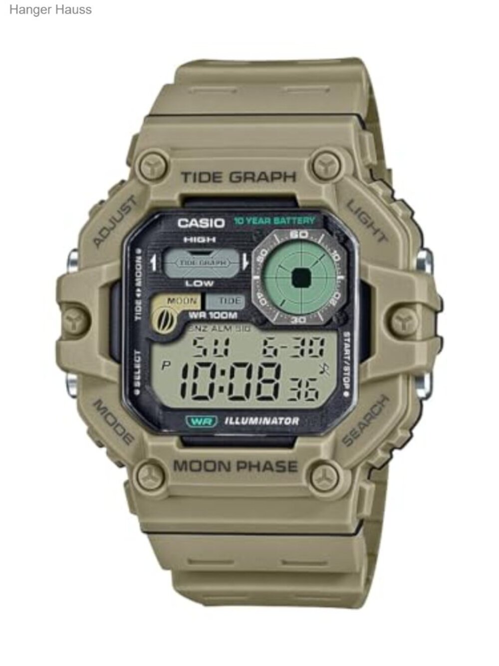 Casio Illuminator Tide Graph Moon Phase Digital Watch 100M Water Resistant